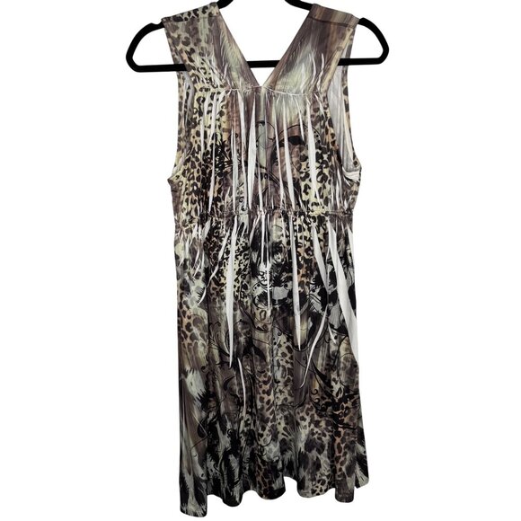 Y2K Unity World Wear Animal Print Stretchy Fairy Boho Babydoll Dress Size Small - Picture 6 of 8